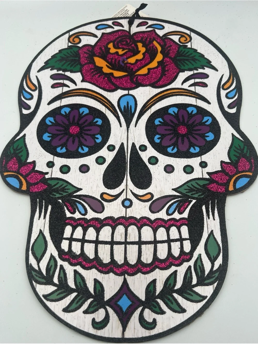 Sugar Skull Wall Decor in White, Pink, Purple & Green